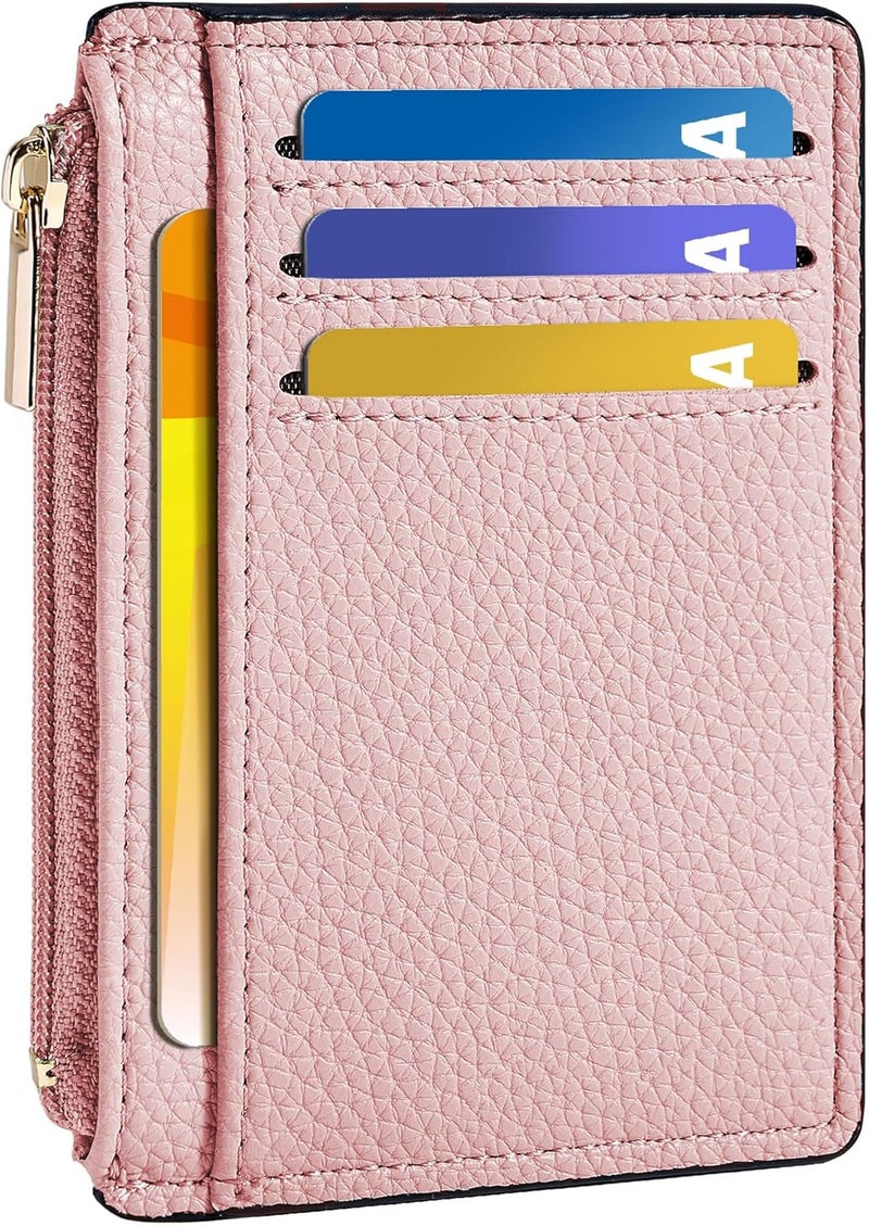 Tipmile Credit Card Holder for Women Slim Minimalist Front Pocket RFID Blocking Wallet Small Compact Card Case with ID Window, Dusty Pink - Image 1